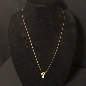 Angel Necklace with August Birthstone Gem  Gold